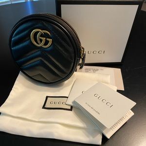 Black Round GG Marmont Round Coin Pouch